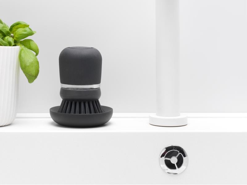 Brabantia Spülbürste mit Seifenspender Dunkelgrau Spülbürste mit integriertem Seifenspender Sink Side