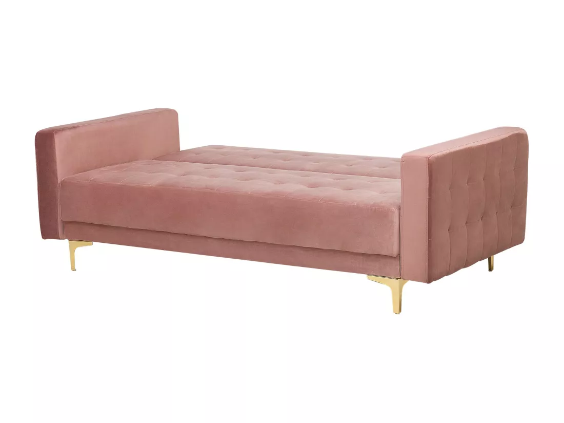 Ensemble canapé et fauteuils en velours rose 5 places ABERDEEN