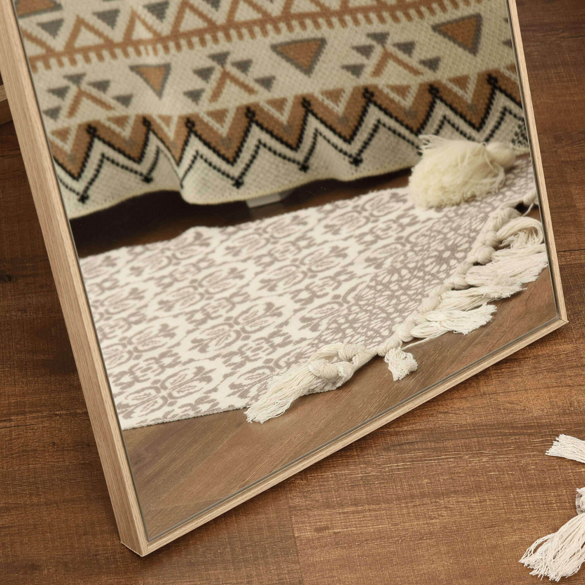 HOMCOM Ankleidespiegel mit Holzmaserung natur 40L x 35B x 147H cm