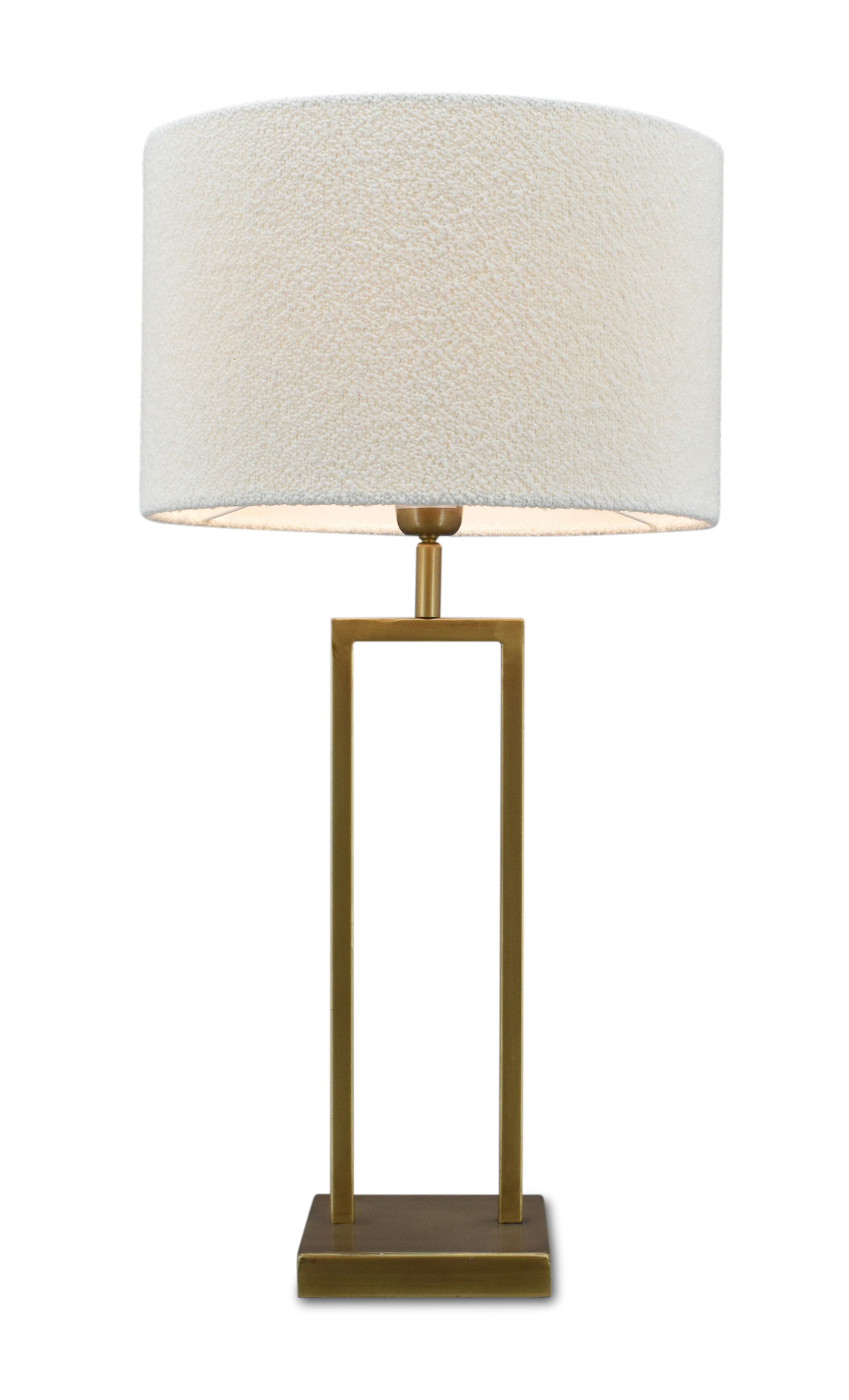 Tafellamp Veneto groot brons + kap 35/35/22 Bouclé blanc ( witte binnenkant )