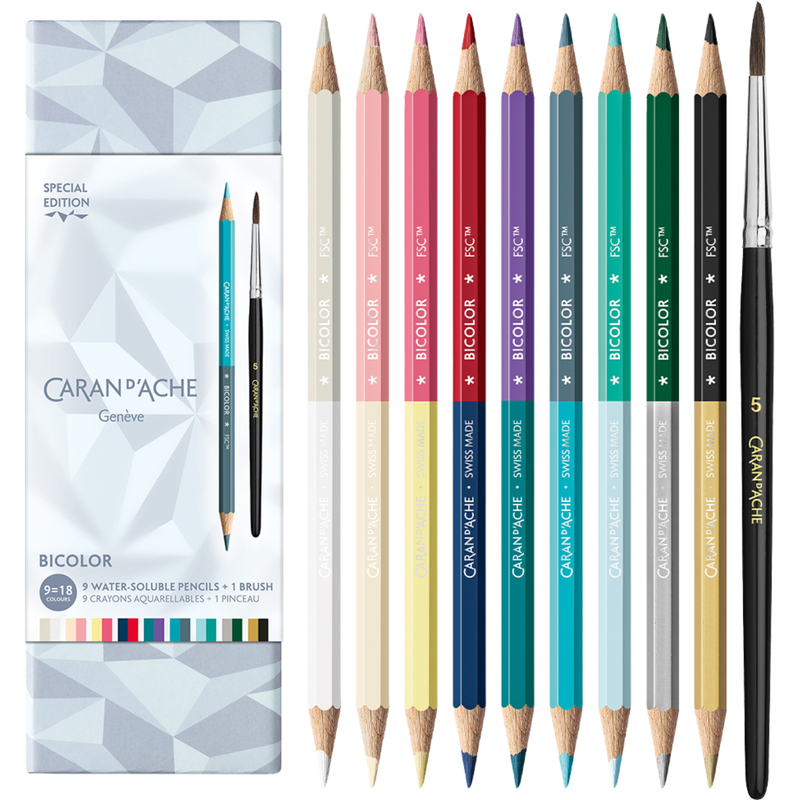 Caran d'Ache Farbstifte Bicolor Alpine Frost, 10 Stück, assortiert