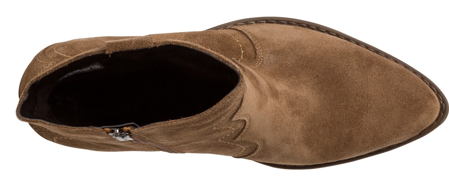 Tamaris Cowboy Stiefelette  , Blockabsatz, Festival, Western-Boots mit modischen Kontrastnähten