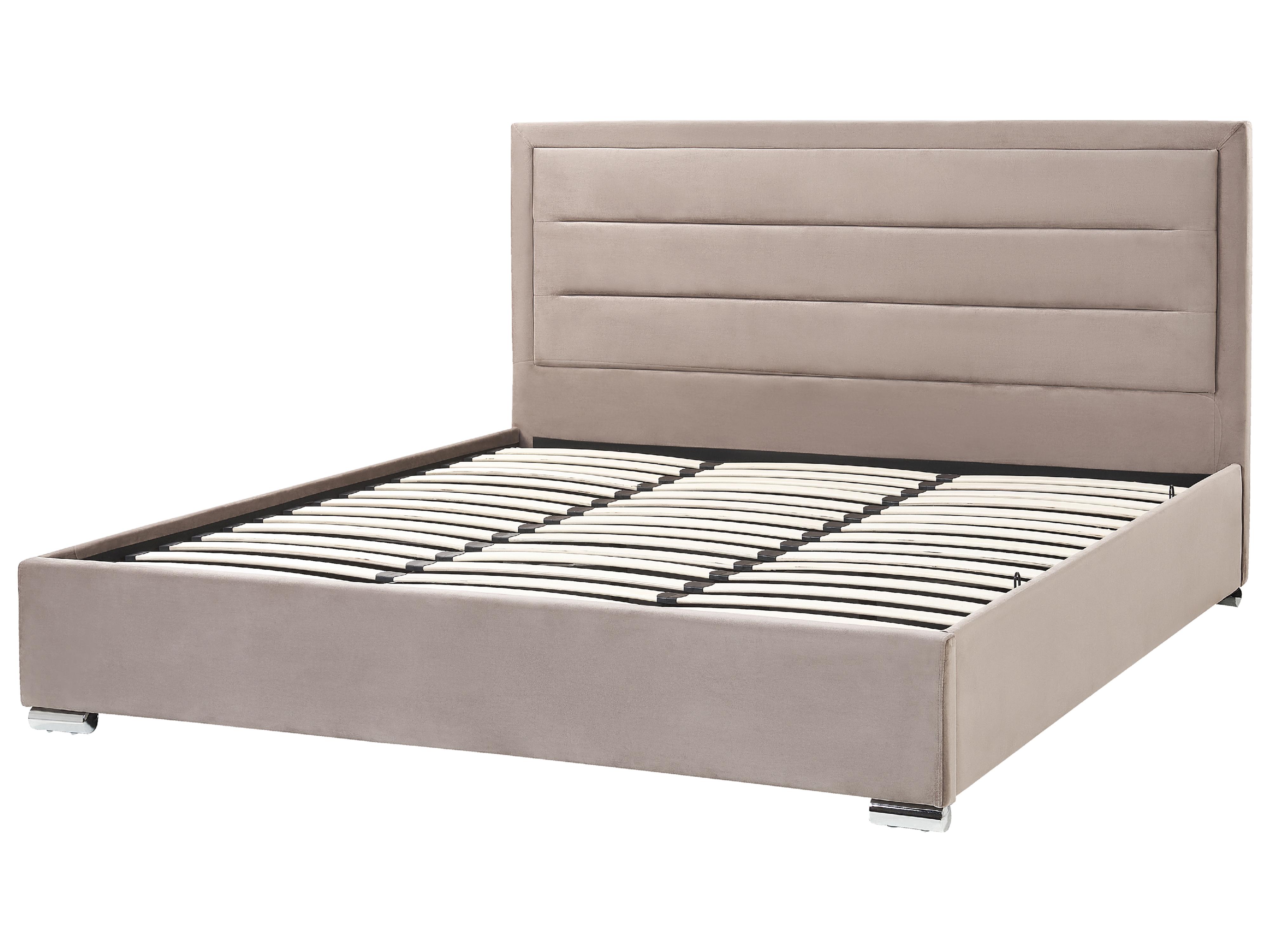 Bed met opbergruimte Fluweel ROUEN 180 x 200 cm Taupe