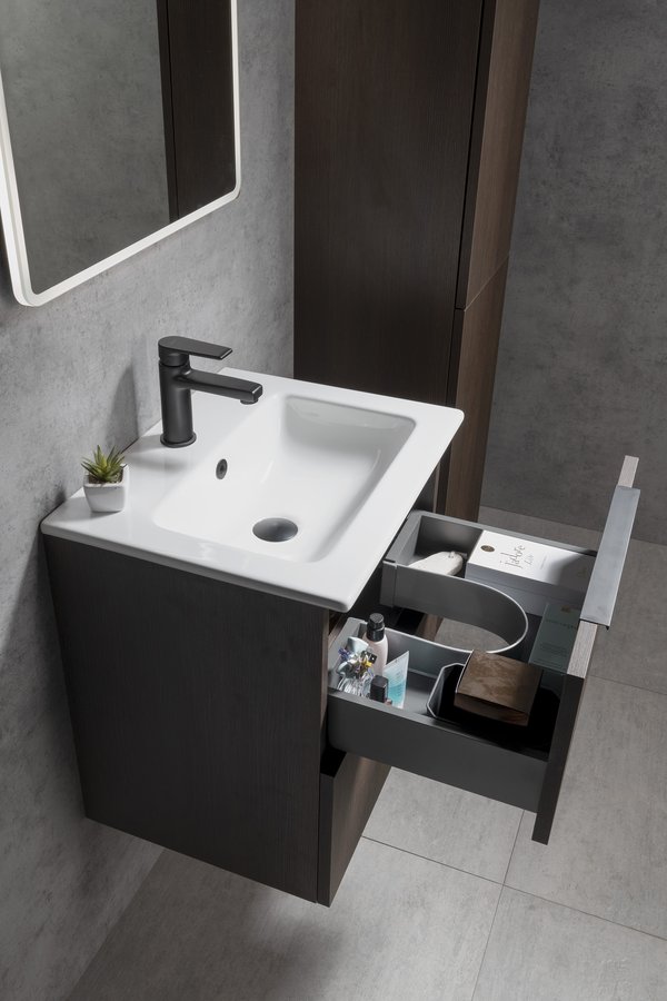 Sapho Cirasa Compact wastafel onderkast met ribbelfront 50x39x54cm antraciet