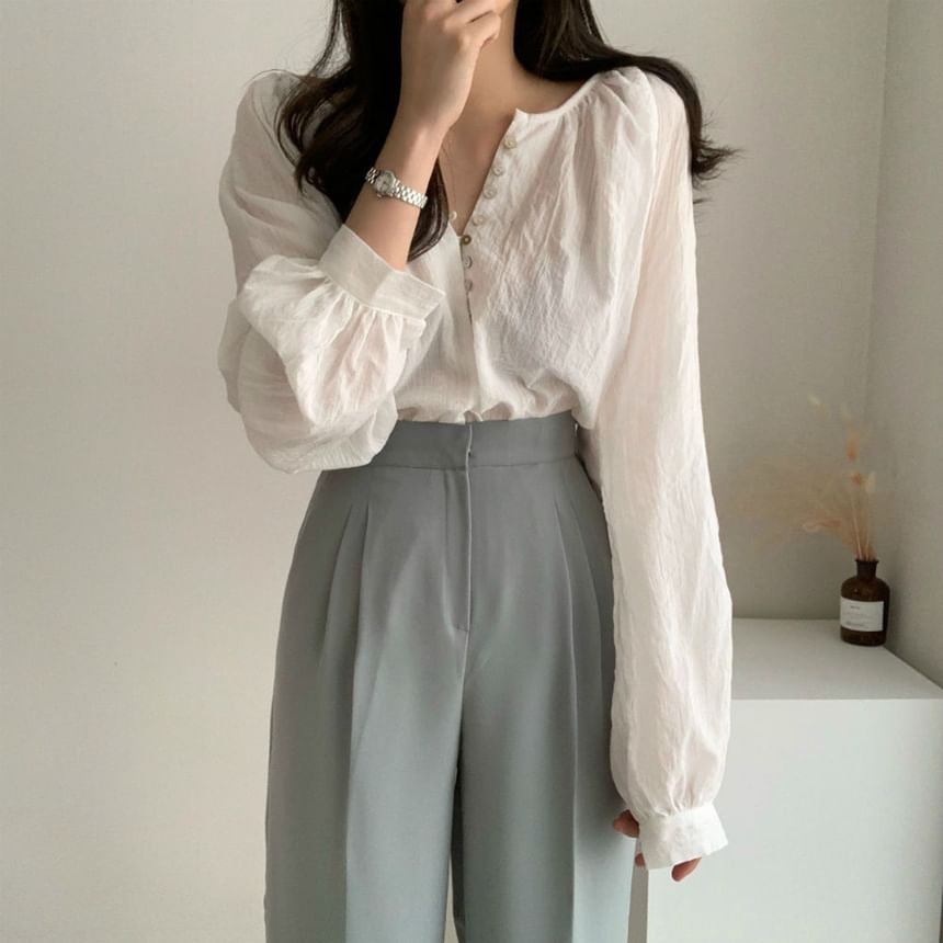 Happo - Henley effen blouse
