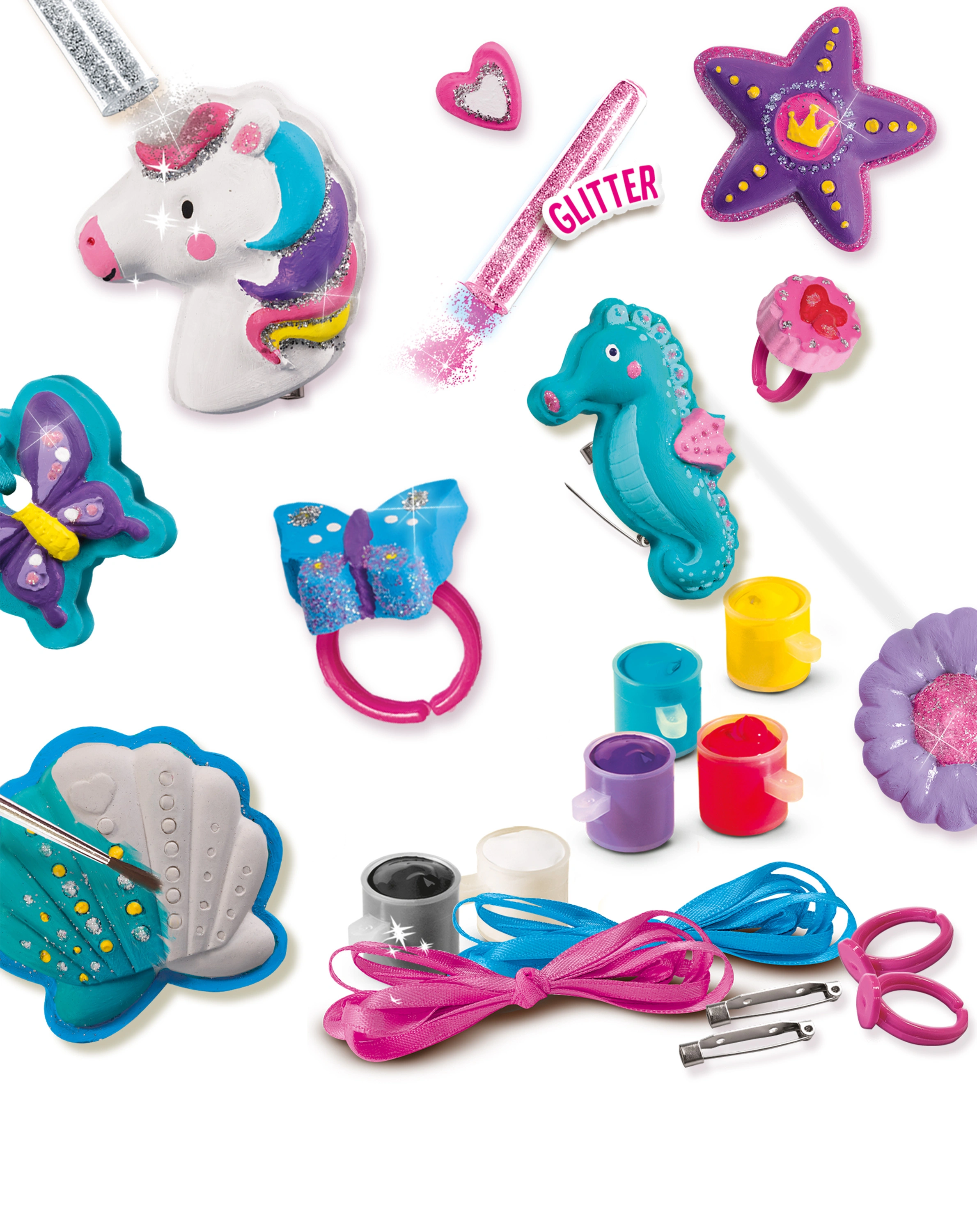 Gips-Bastelset GIESSEN UND ANMALEN  SCHMUCK in bunt