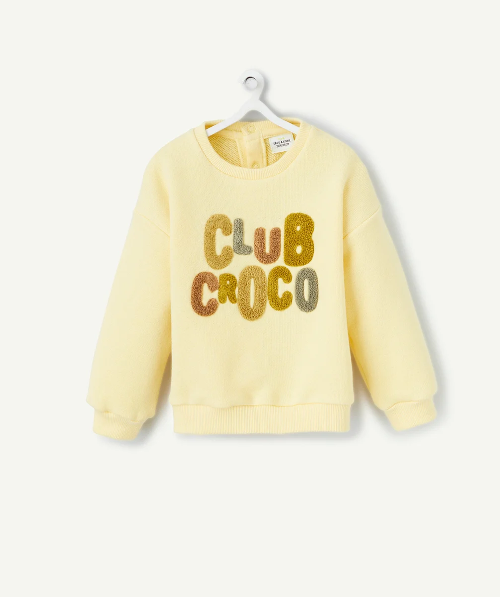 SWEAT BÉBÉ GARÇON EN FIBRES RECYCLÉES JAUNE CLUB CROCO EN BOUCLETTES