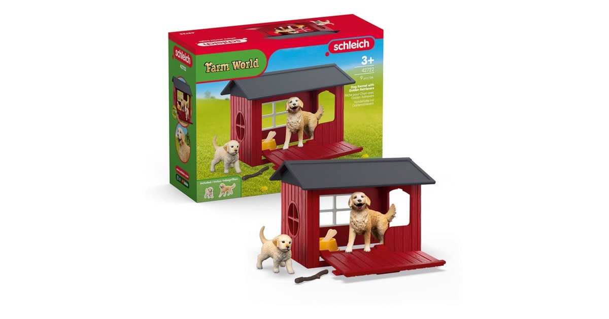 SchleichFarm World - Hondenhok met golden retrievers speelfiguur  (42722)