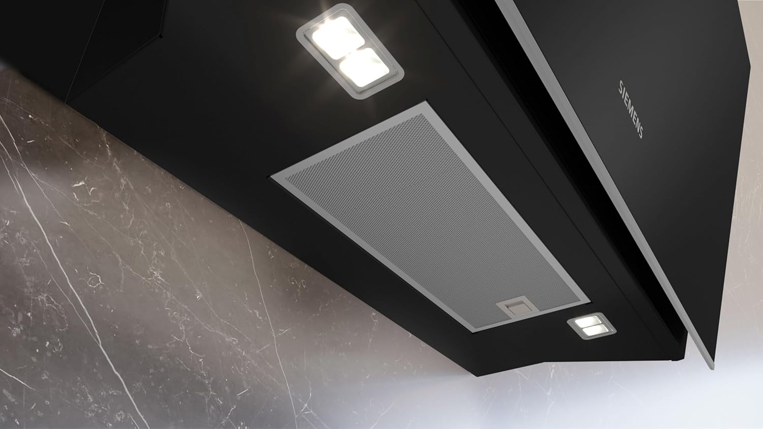 Siemens LC91KLT60 iQ700, Wandesse, 90 cm, Schwarz mit Glasschirm, Luftgütesensor mit cookConnect-System - Wandesse und Kochfeld, LED-Beleuchtung, Europas leistungsstärkste Schrägesse im Umluftbetrieb