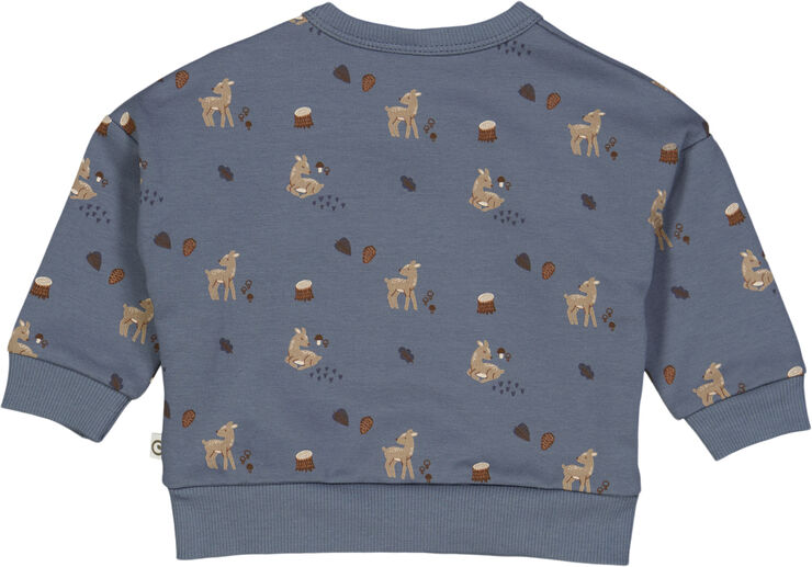 Müsli by Green Cotton Deer sweatshirt baby Stormy blue/ shade/ bark