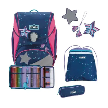 Scout Schulranzen-Set Alpha DIN Pretty Star, 4-teilig
