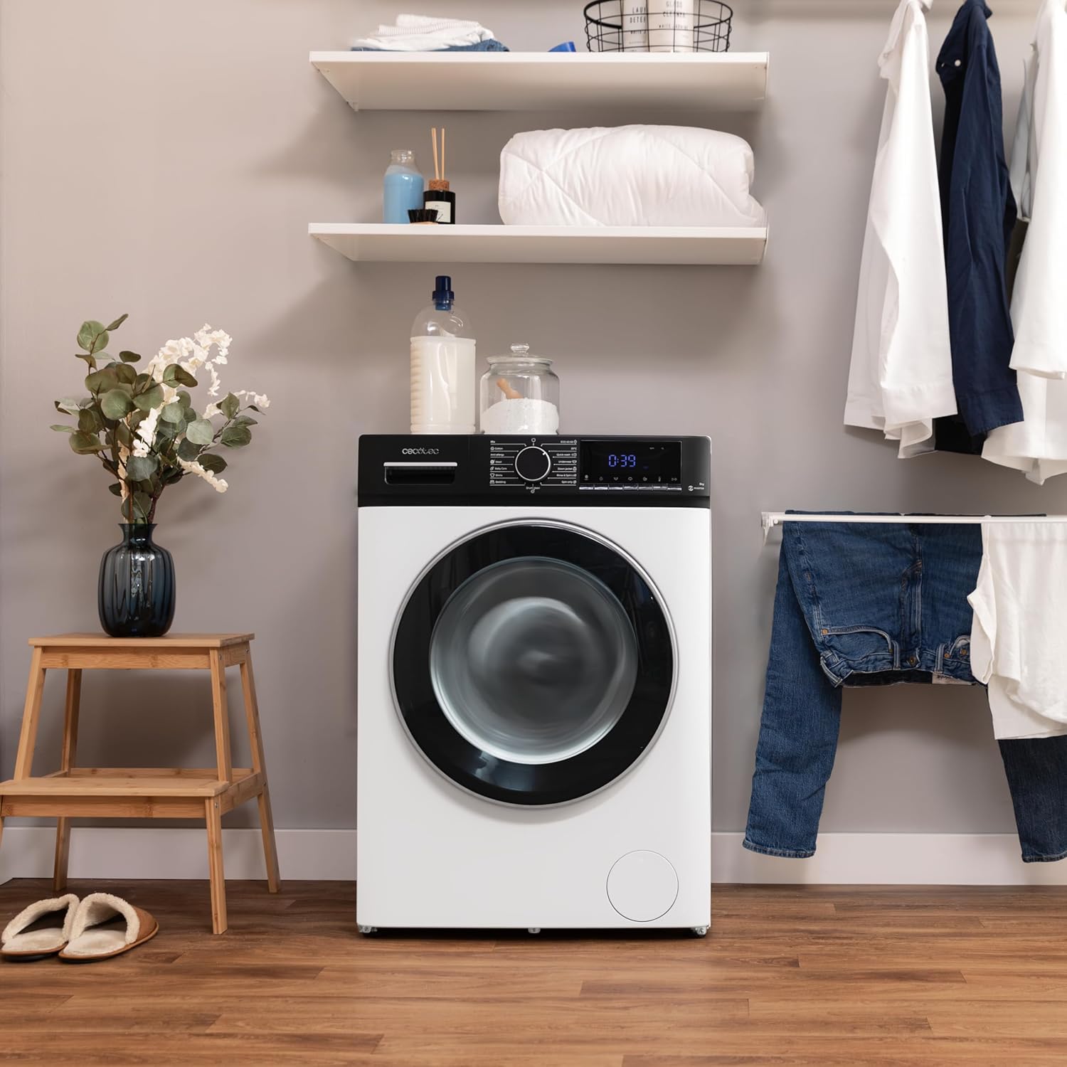Cecotec Lave-linge 8 kg Bolero DressCode 8610 Inverter Steel A. Chargement Frontal, 1400 RPM, SteamMax, Motor Inverter Plus, 15 Programmes, OnSmart, Stop&Go, DrrumClean, Caoutchouc Antibactérien