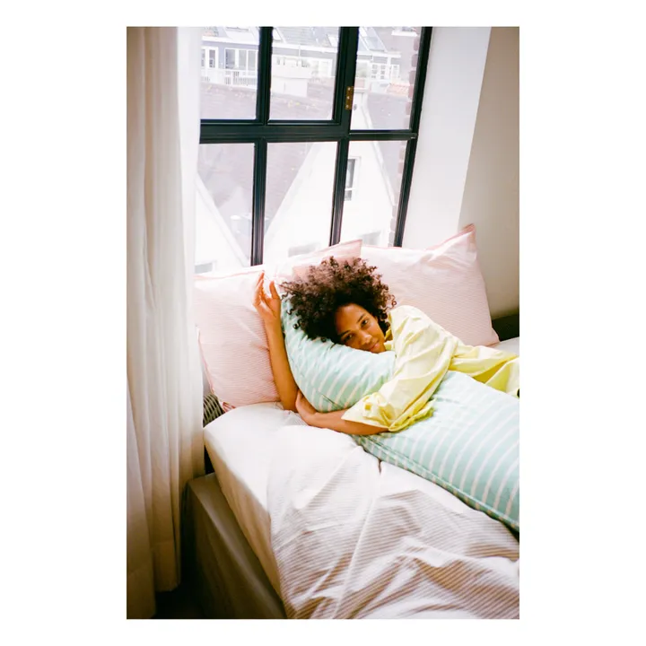 Suite 702 Housse de couette Striped en Coton Bio | Rose
