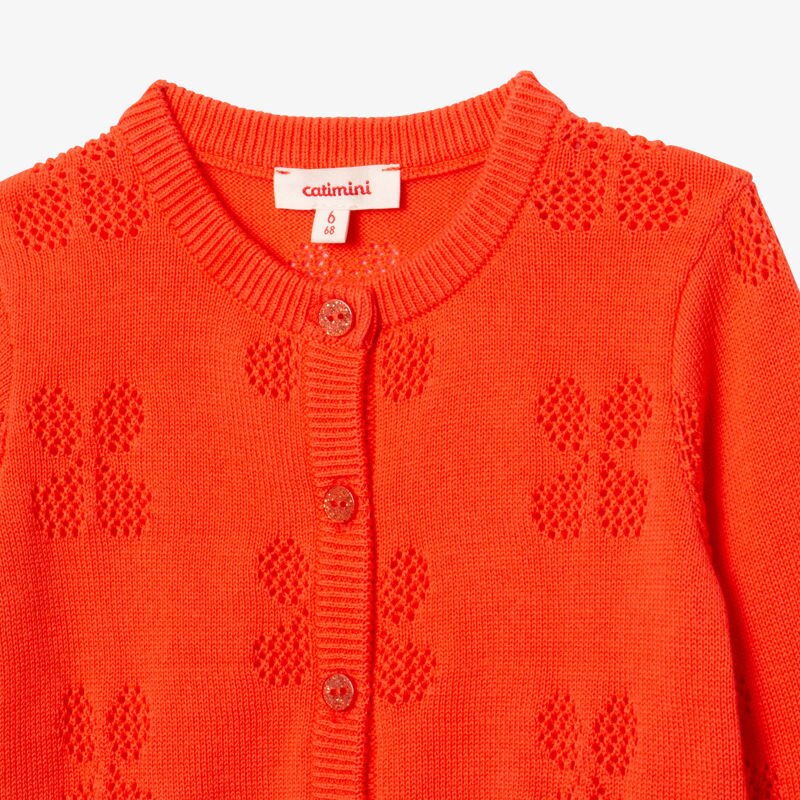 Cardigan bébé fille ajouré orange Catimini Orange