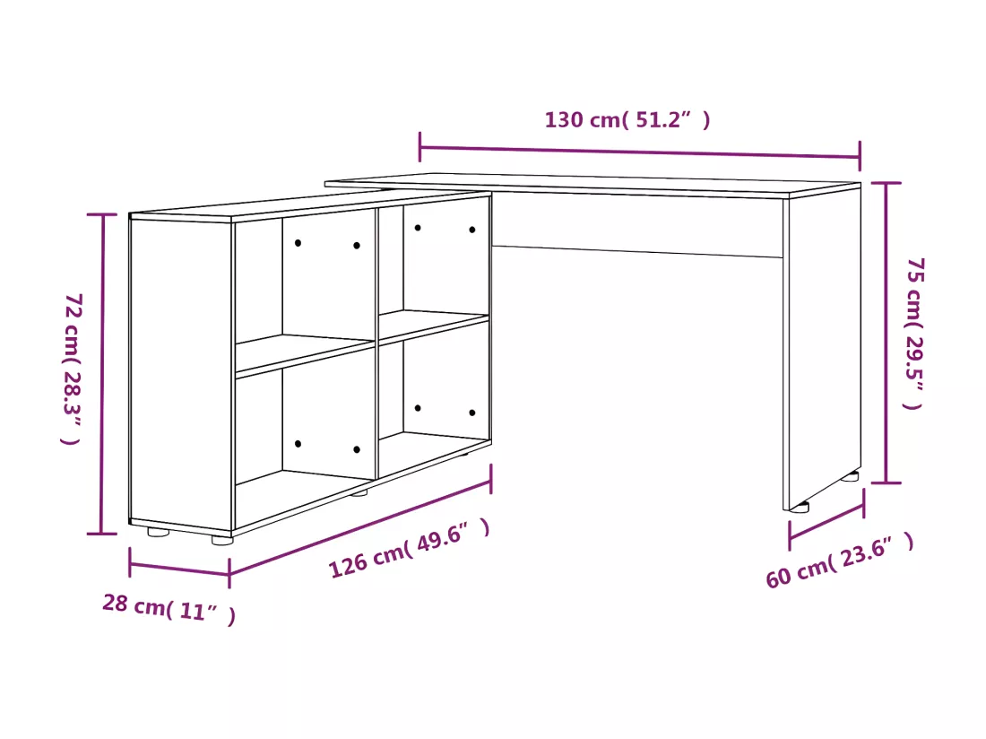 Bureau d'angle Chêne marron Bois d'ingénierie
