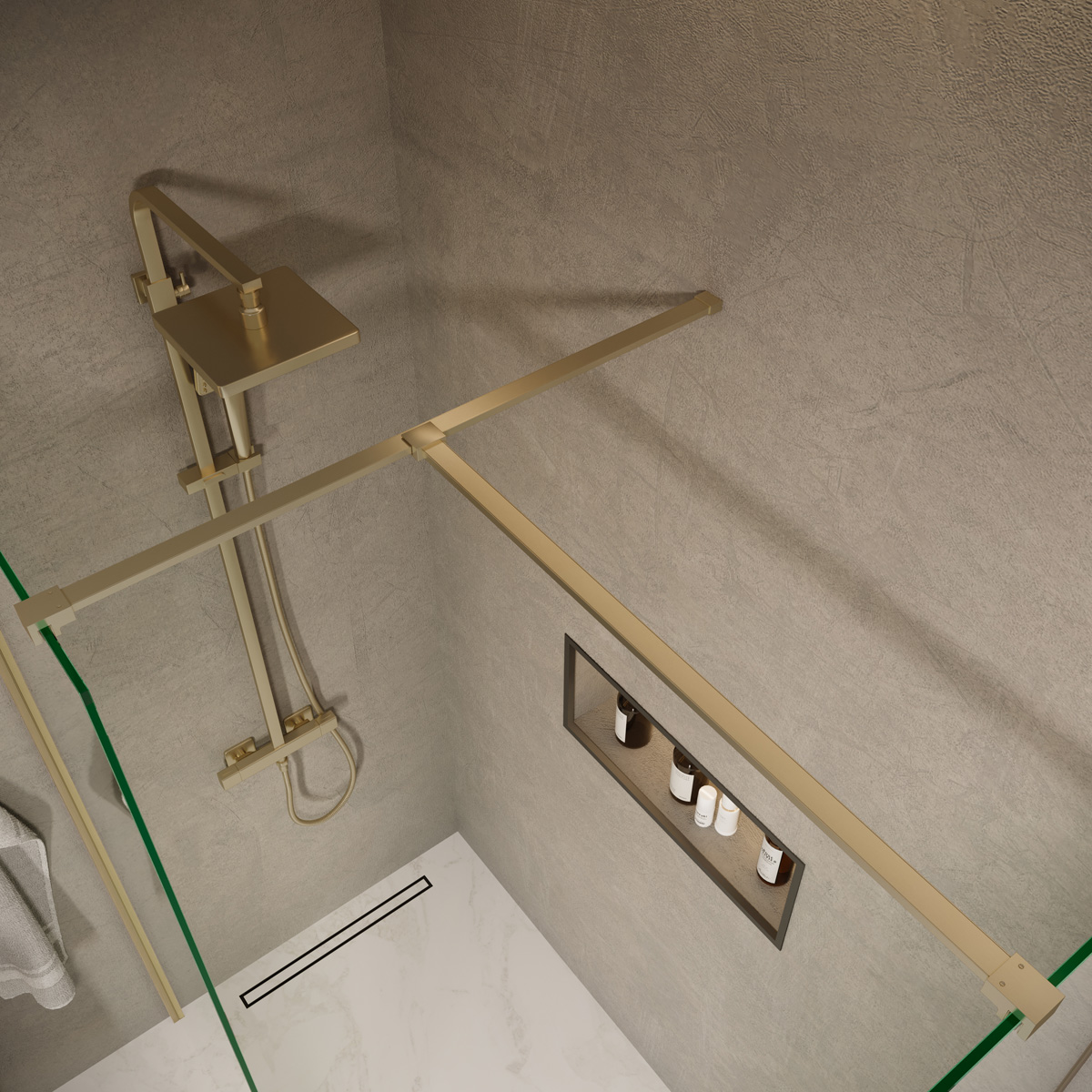 Saniclear Brass stabilisatiestang 120cm geborsteld messing - mat goud inkortbaar