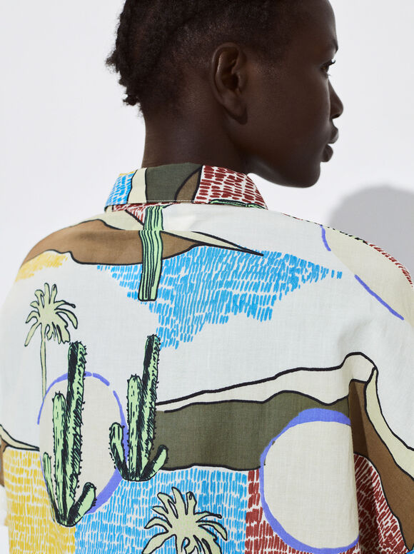 Camisa estampada em algodão orgânico - Multicolorida