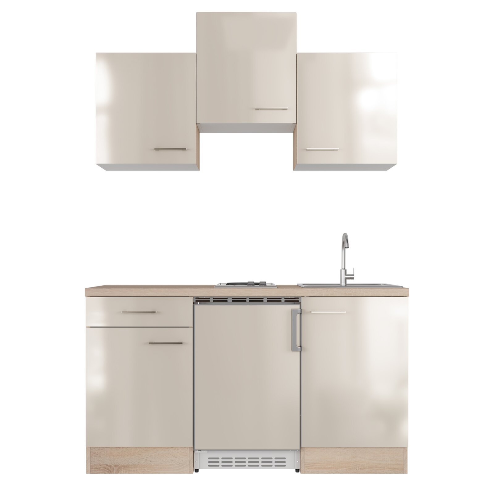 Singleküche NEPAL - Kaschmir Glanz-Sonoma Eiche - mit E-Geräten - 150 cm