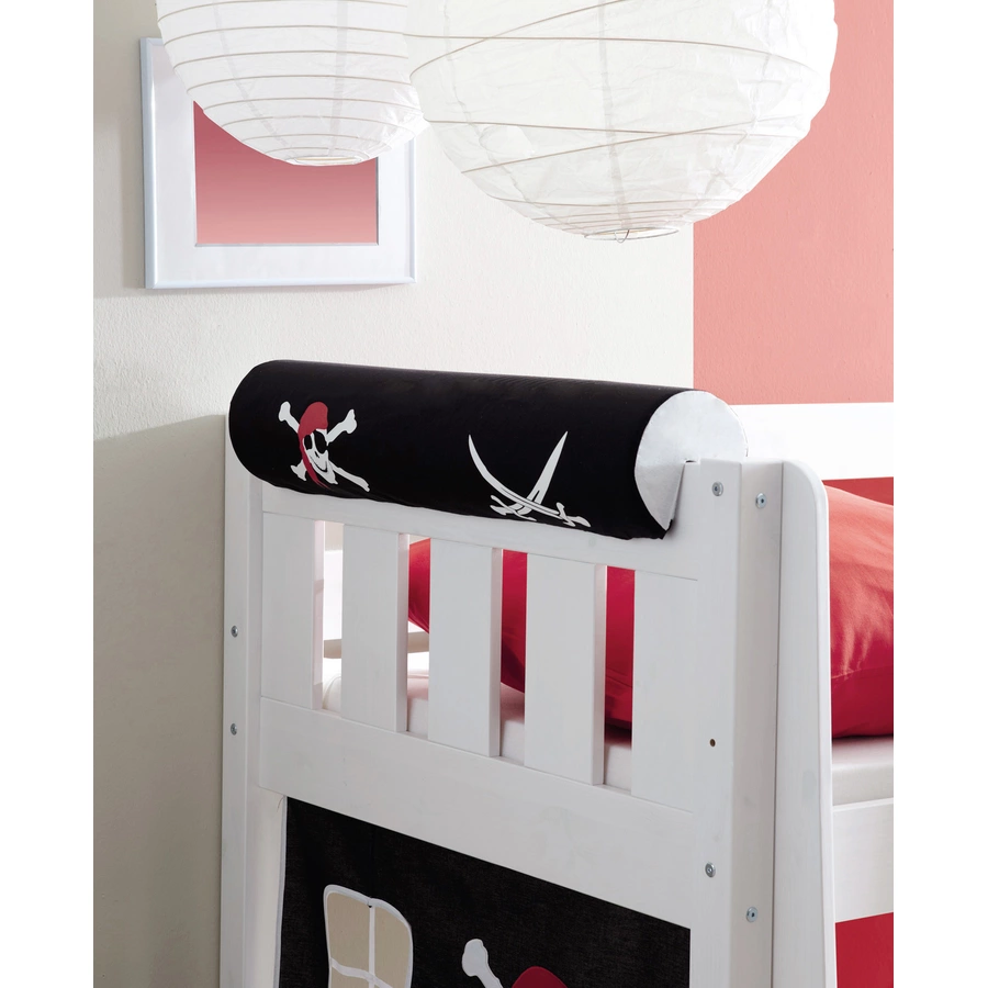 TICAA Kinder Nackenrolle für Hochbett mit Farbauswahl Pirat Schwarz-Weiß
