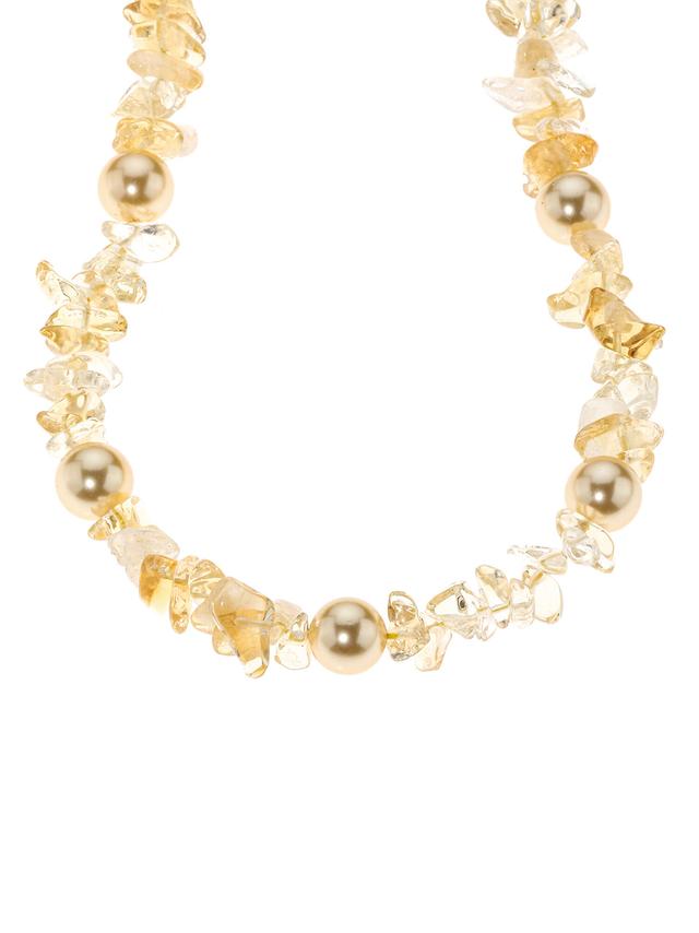 Collier Edelstein-Nuggets, Muschelkernperlen, ca. 45 + 5 cm