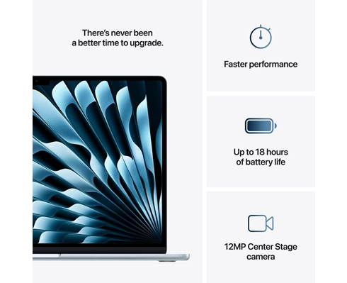Apple 15-inch MacBook Air: Apple M4 chip with 10-core CPU and 10-core GPU, 24GB, 512GB SSD - Sky Blue