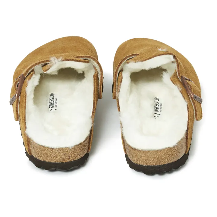 BIRKENSTOCK Sabots Boston Fur Cuir Suede - Collection Adulte | Camel