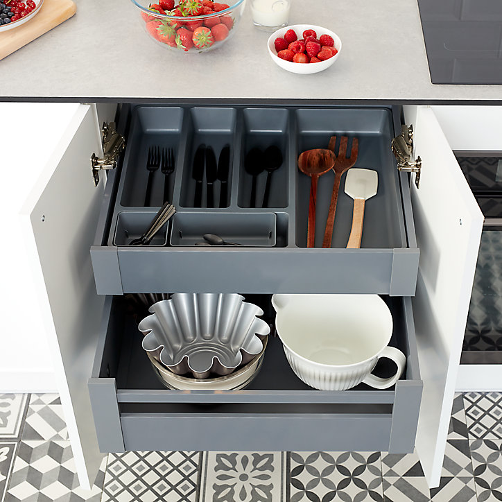 Range couverts GoodHome Nitaki gris 50 x 42 cm, 5 compartiments