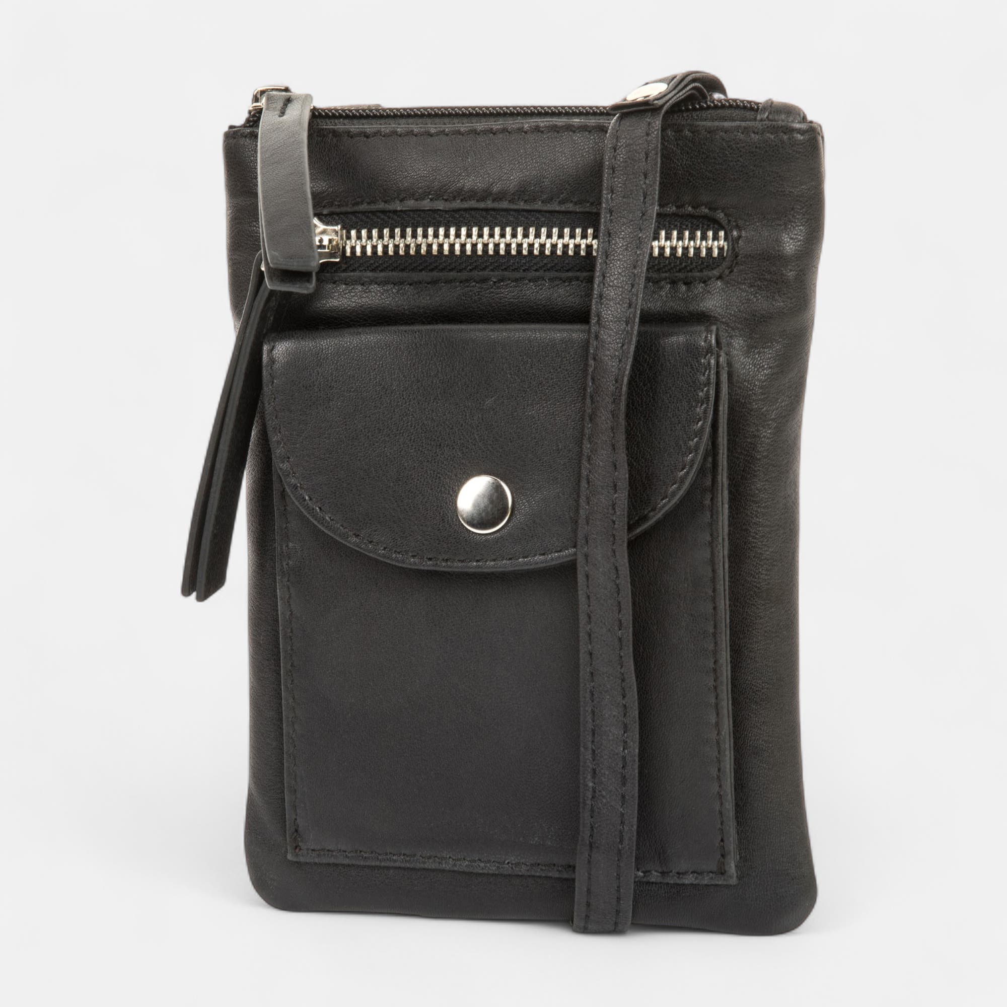 Pochette pour téléphone en cuir noir