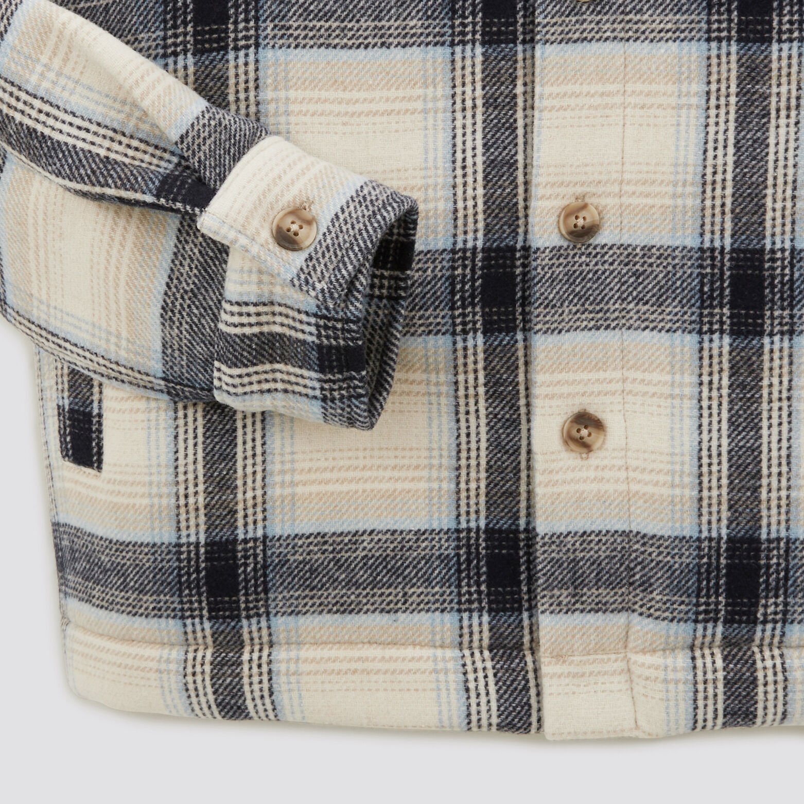 Surchemise carreaux laine doublure sherpa Ecru