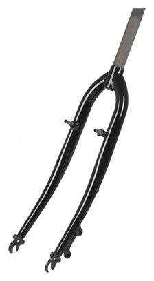 FOURCHE VTC 28  ACIER FILETE 1  1/8 NOIRE V-BRAKE A TASSEAUX DISQUE IS