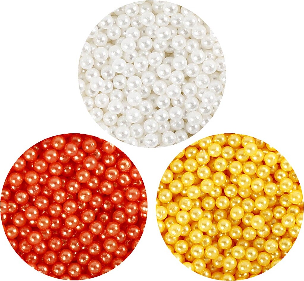 Pearl Clay - Perler Med Modelleringsgel - Orange, Hvid, Gul