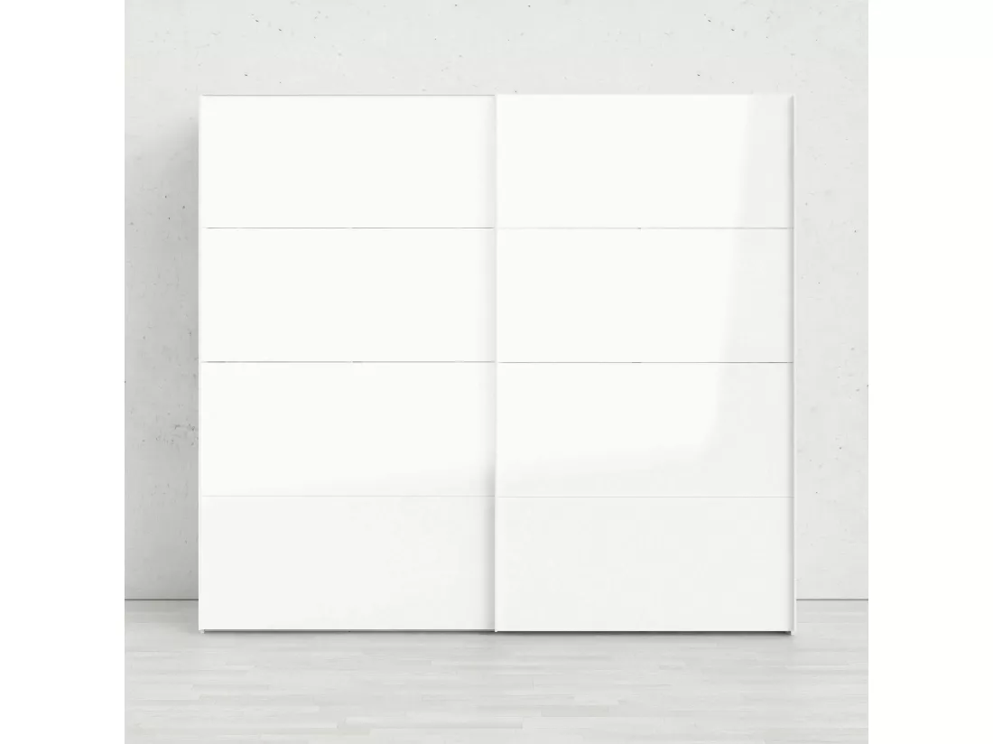 Garde-robe 2 portes Dspinos, Meubles de chambre, Penderie de plain-pied, Placard à vêtements, 243x61 h220 cm, Blanc