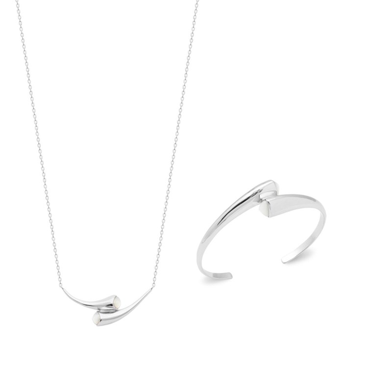 Collier Femme - Argent 925 - Nacre - Longueur : 45 cm