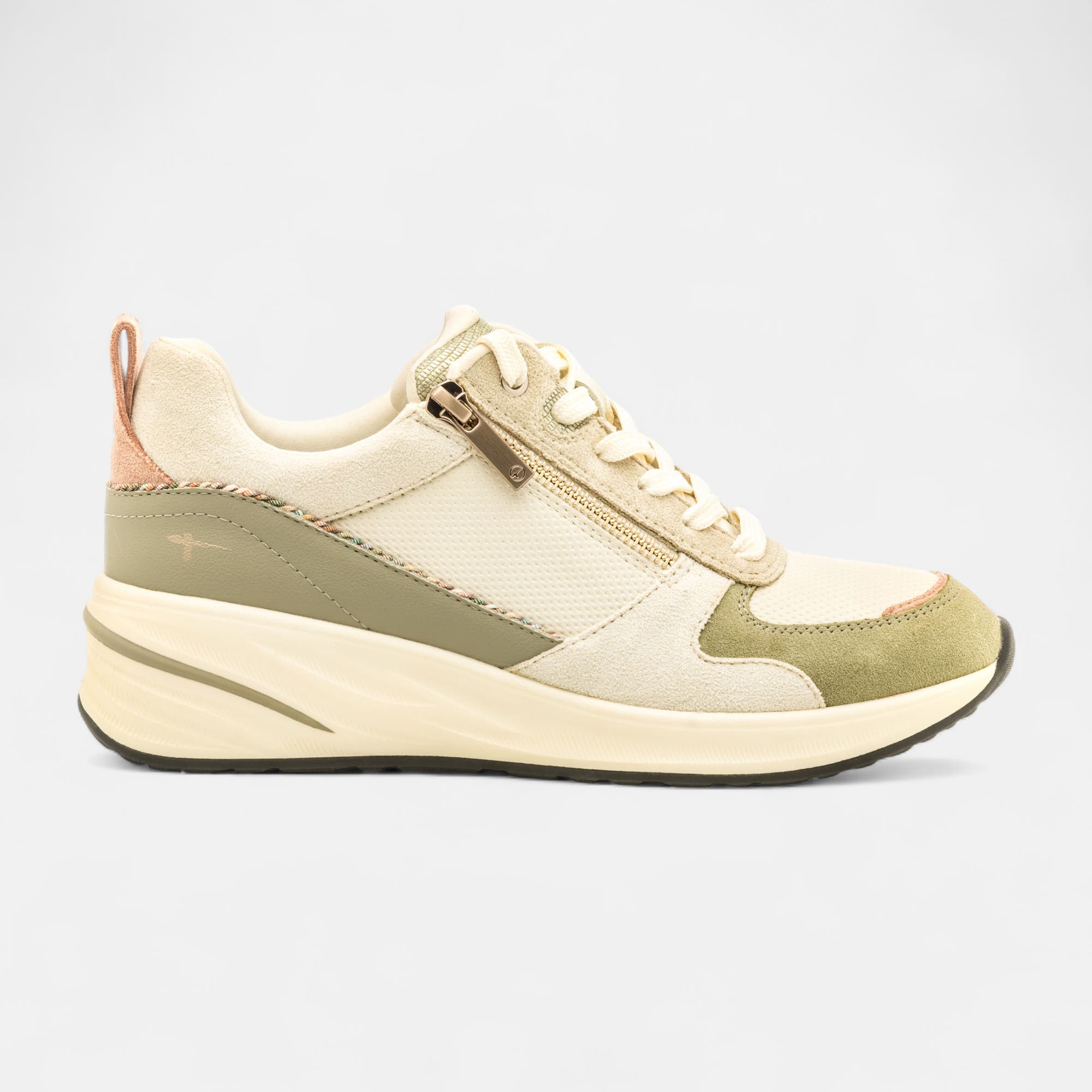 Baskets basses à talon compensé Femme vert clair