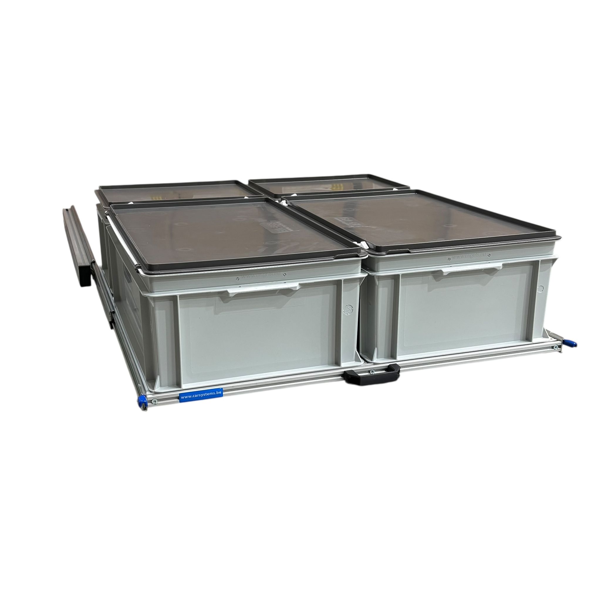 Aluminium 90x80 cm Schuifframe met 4 bakken met deksel