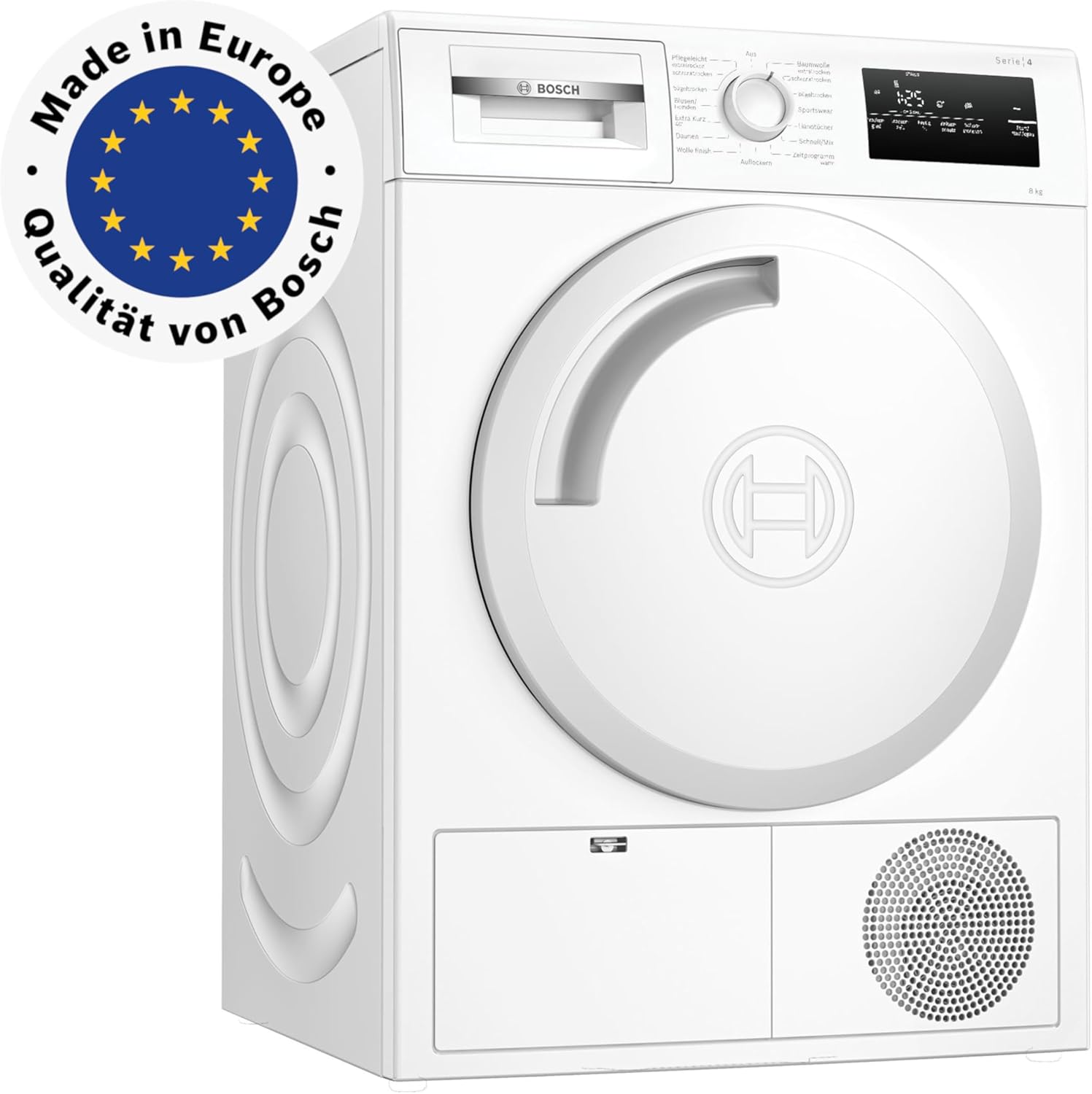 Bosch WTH83VV3 Serie 4 Wärmepumpentrockner, 8 kg, 236 kWh pro Jahr, AutoDry optimale Trocknung, Sensitive Drying-System textilschonende Trocknung, Umweltfreundliches Kühlmittel, Weiß