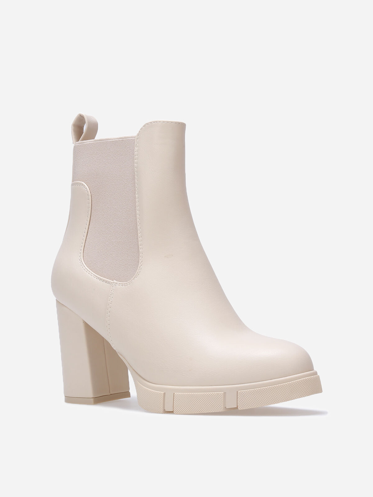 Chelsea à talon avec plateforme texturée- Beige