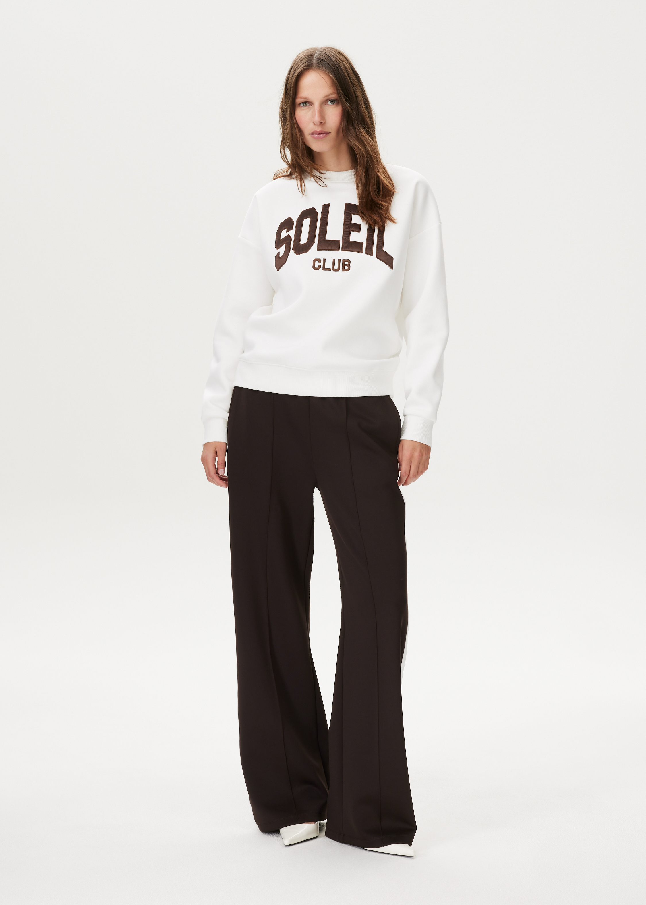 Wijde broek met streepdetail