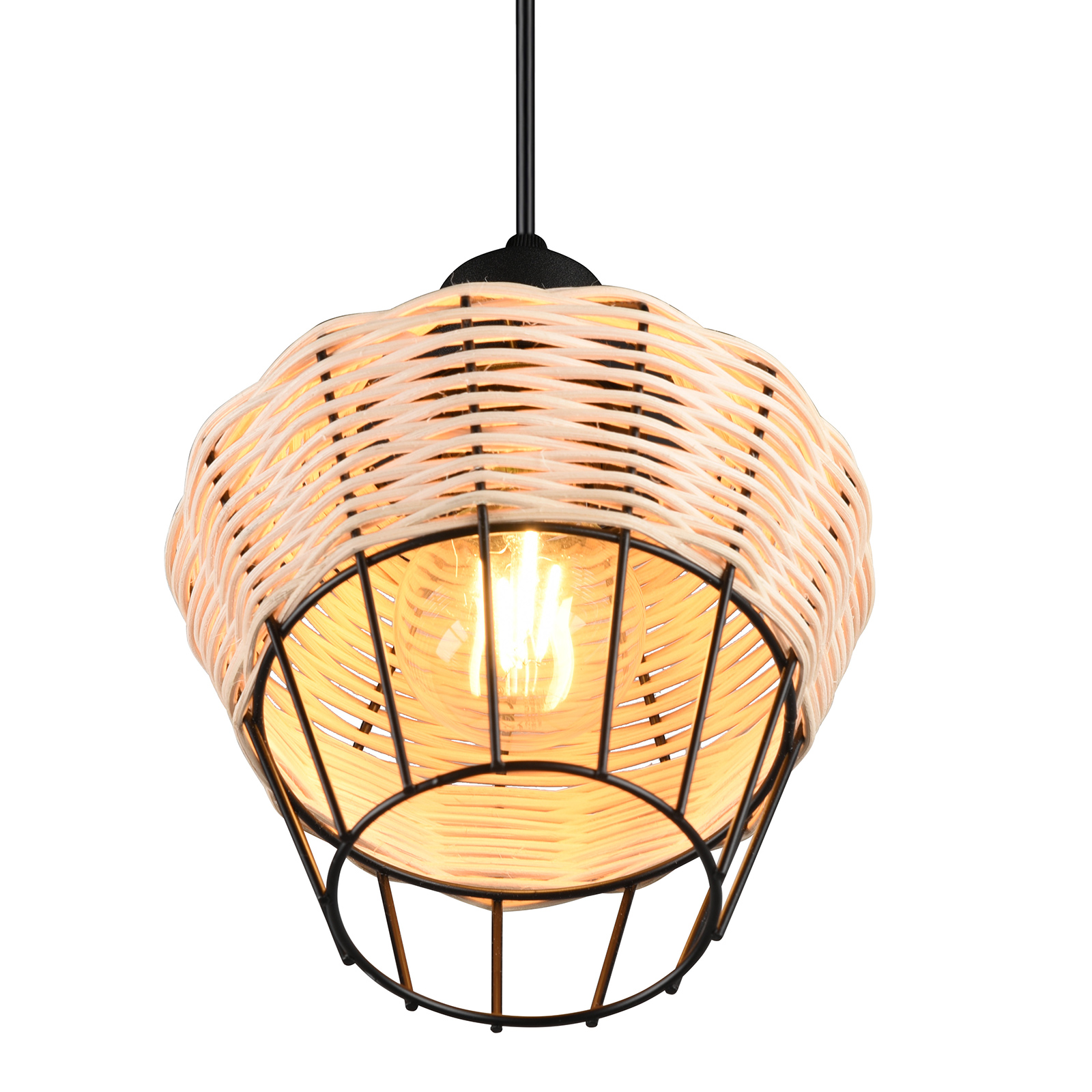 Pendelleuchte - natur-schwarz - Rattan