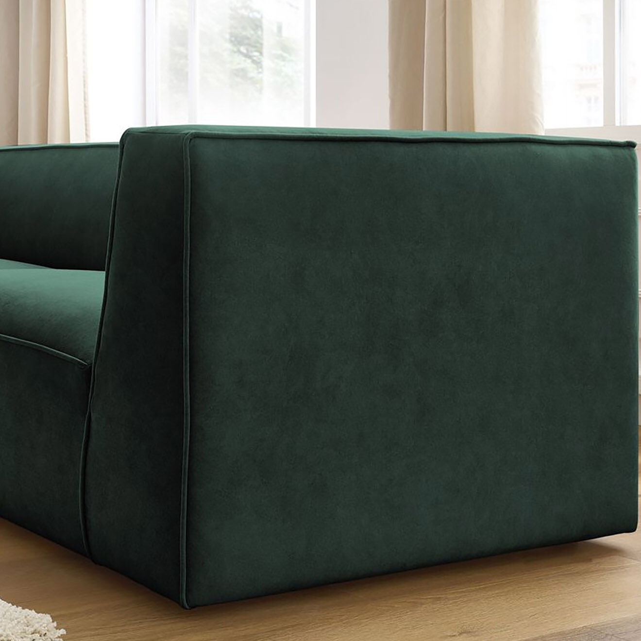 Bobochic Canapé droit fixe 3 places en Velours Molière vert - 233x99x71 cm