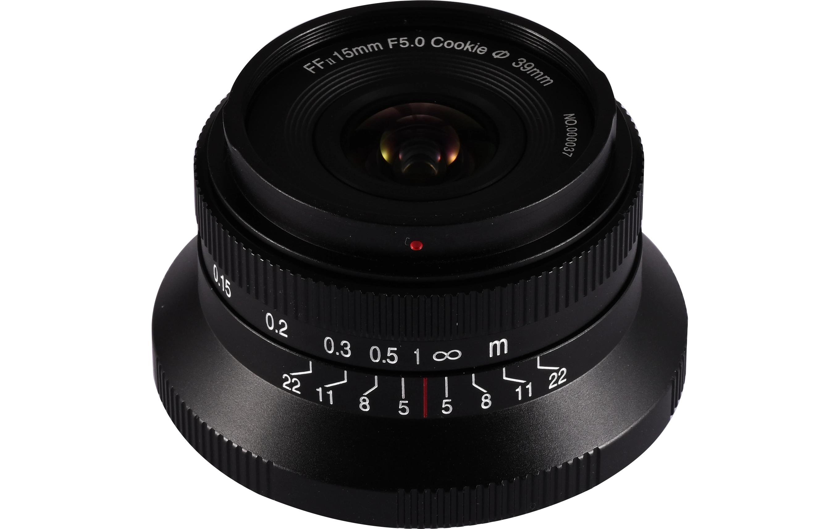 Festbrennweite 15 mm F/5 Cookie FF – Sony E-Mount<br>Kompaktes Pancake-Objektiv für die Alltagsfotografie
