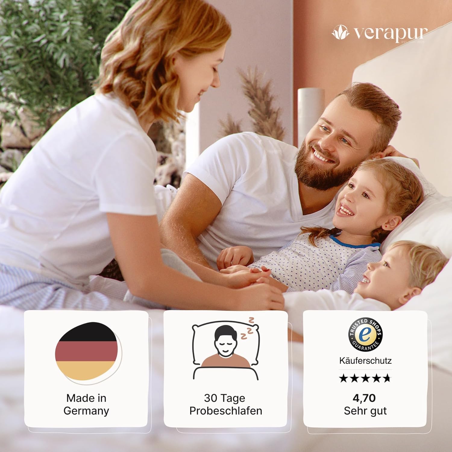 verapur Ortho Plus Taschenfederkernmatratze, H1-100 x 200 cm, 7-Zonen Matratze, Tonnentaschenfederkernmatratze, waschbarer Bezug, Öko-Tex, 23 cm hoch