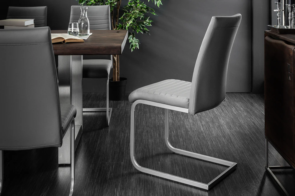 riess-ambiente Stuhl APARTMENT - antik taupe mit Metallgestell Freischwinger Industrial