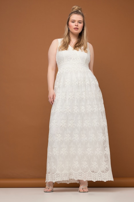 Hochzeitskleid, Spitze, V-Ausschnitt, ärmellos