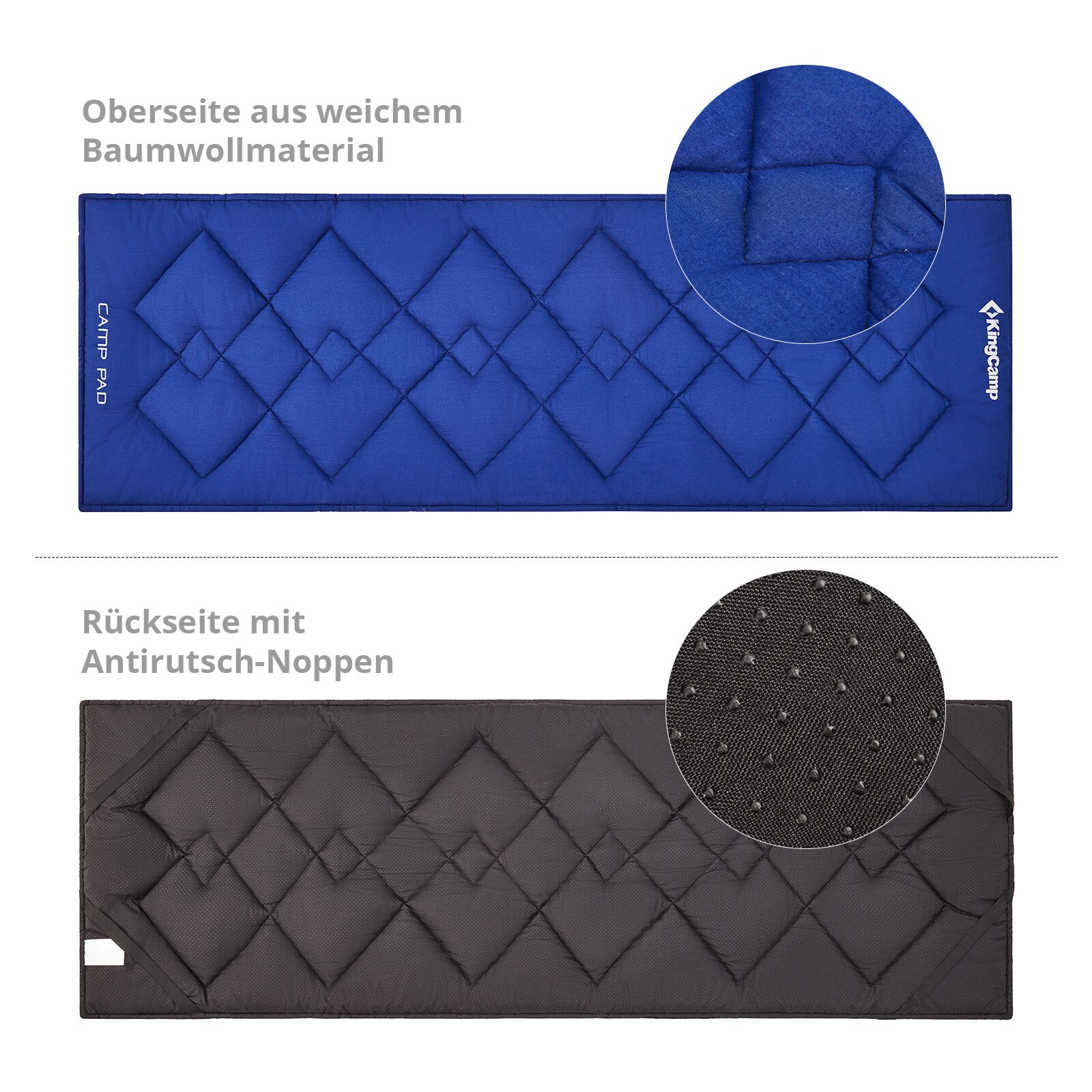 KINGCAMP Feldbettauflage Camp Pad Camping Klappbett Bezug Decke 100% Baumwolle Größe: L