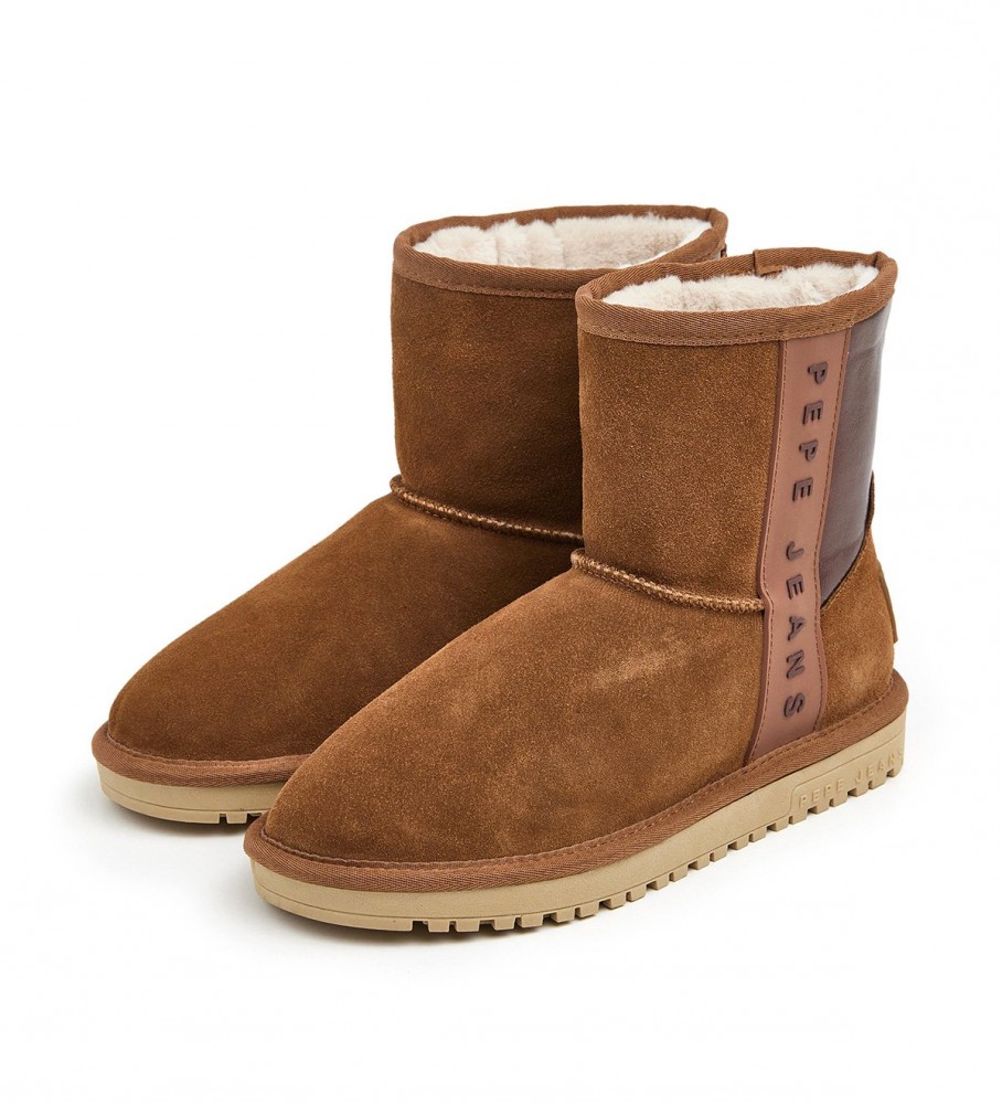 Botas de tornozelo de couro marrom Pepe Jeans Diss Bass