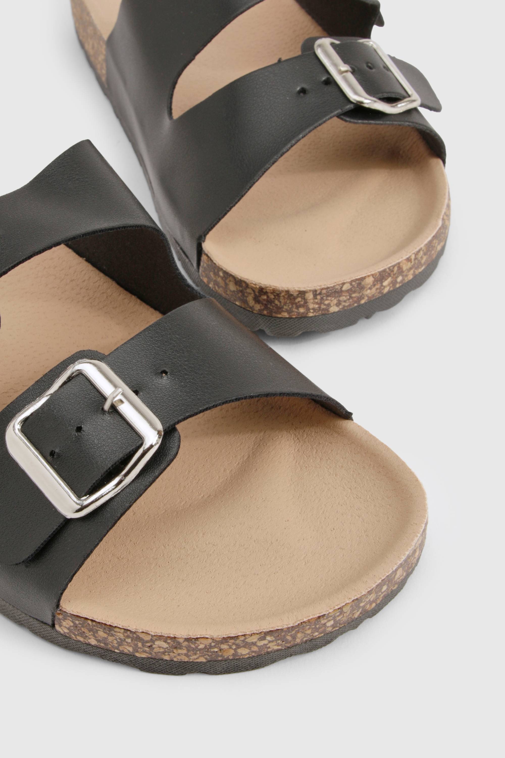 boohoo Double Buckle Footbed Slider