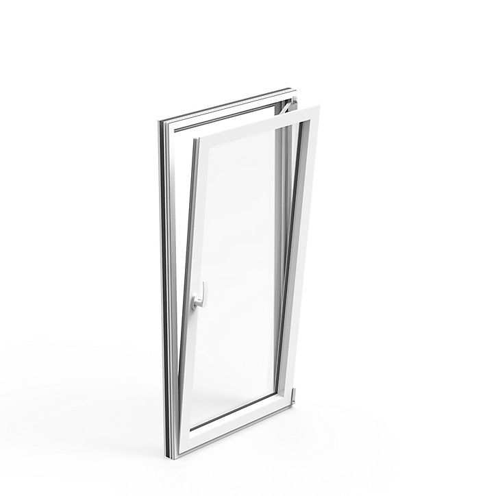 Fenêtre alu 1 vantail oscillo-battant GoodHome blanc - l.40 x h.45 cm, tirant gauche