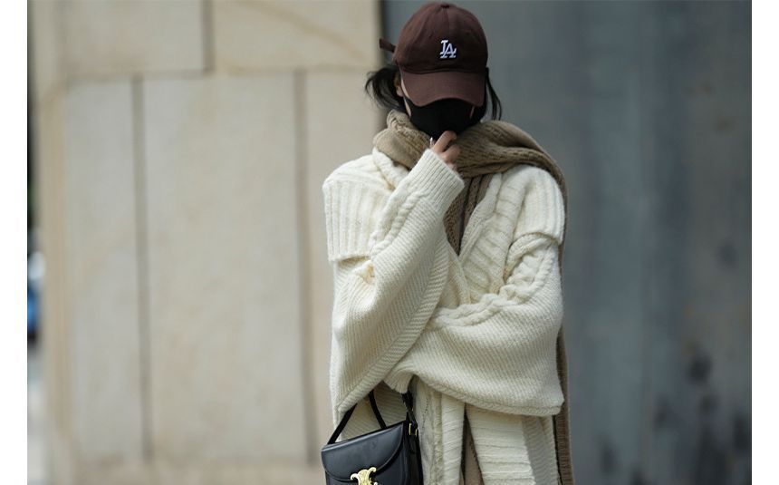 Sistyr - Kabelgebreide lange cardigan