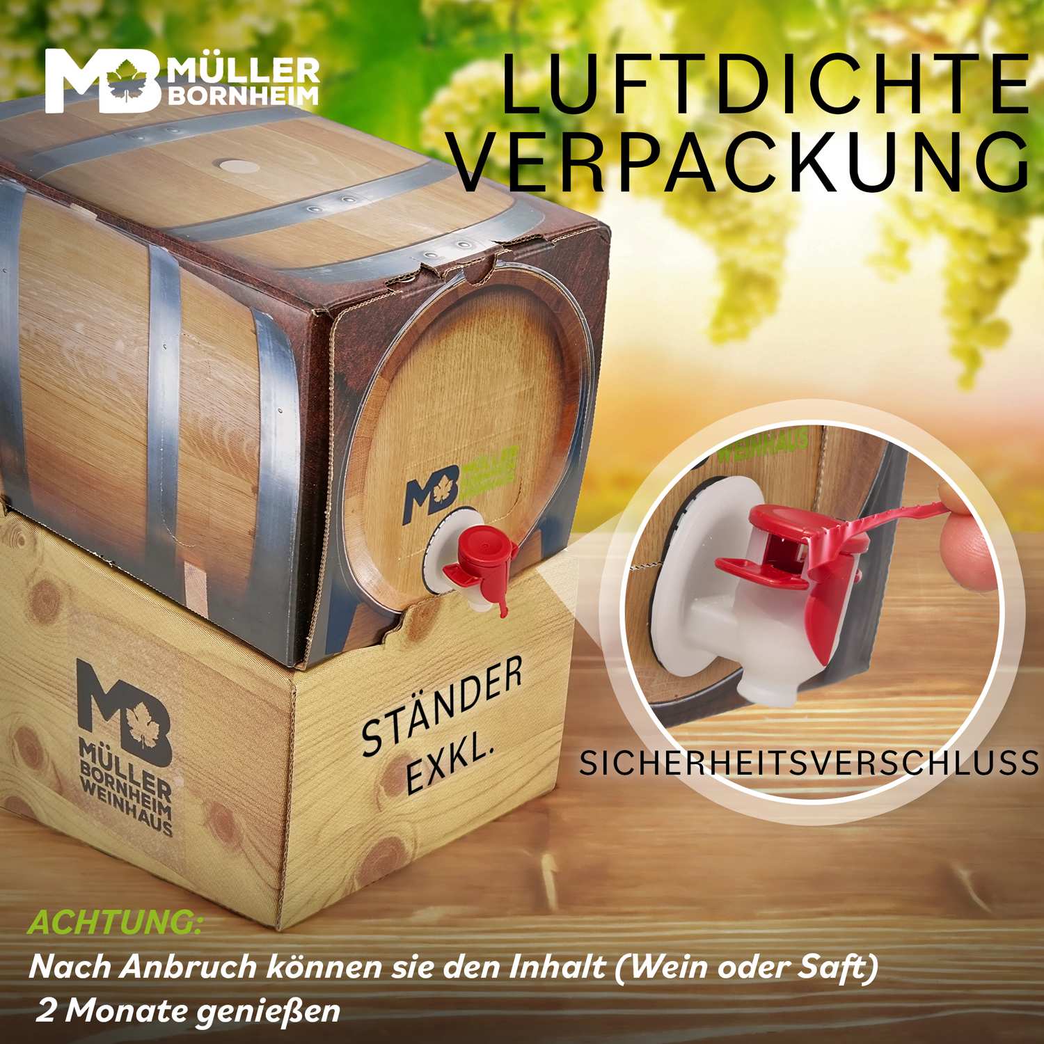 Weinhaus Müller Bornheim Pfalz Dornfelder Rotwein trocken 13 % vol. 5 Liter Bag in Box